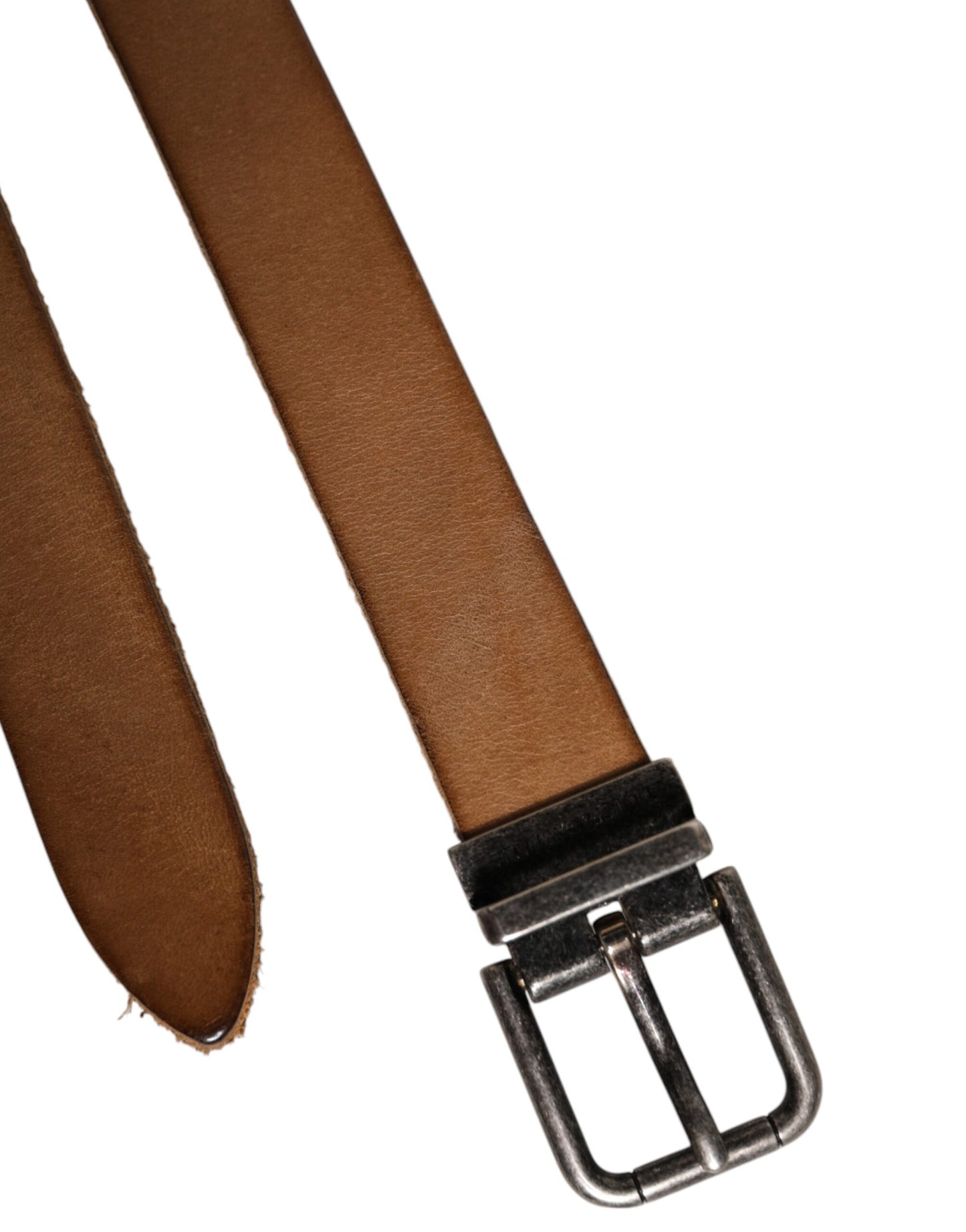 Brown Leather Silver Tone Metal Buckle Belt-Dolce & Gabbana-LabelTerrace.com