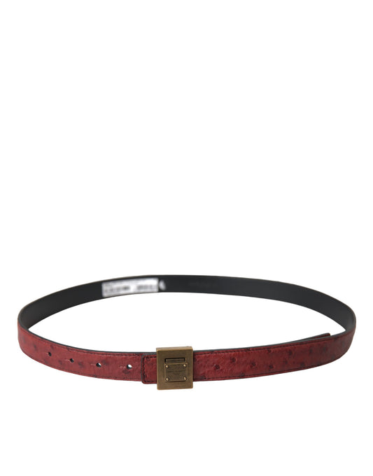 Brown Leather Square Metal Buckle Belt-Dolce & Gabbana-LabelTerrace.com