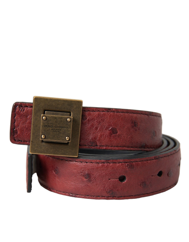 Brown Leather Square Metal Buckle Belt-Dolce & Gabbana-LabelTerrace.com