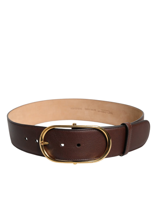 Brown Leather Waist Gold Metal Buckle Belt-Dolce & Gabbana-LabelTerrace.com