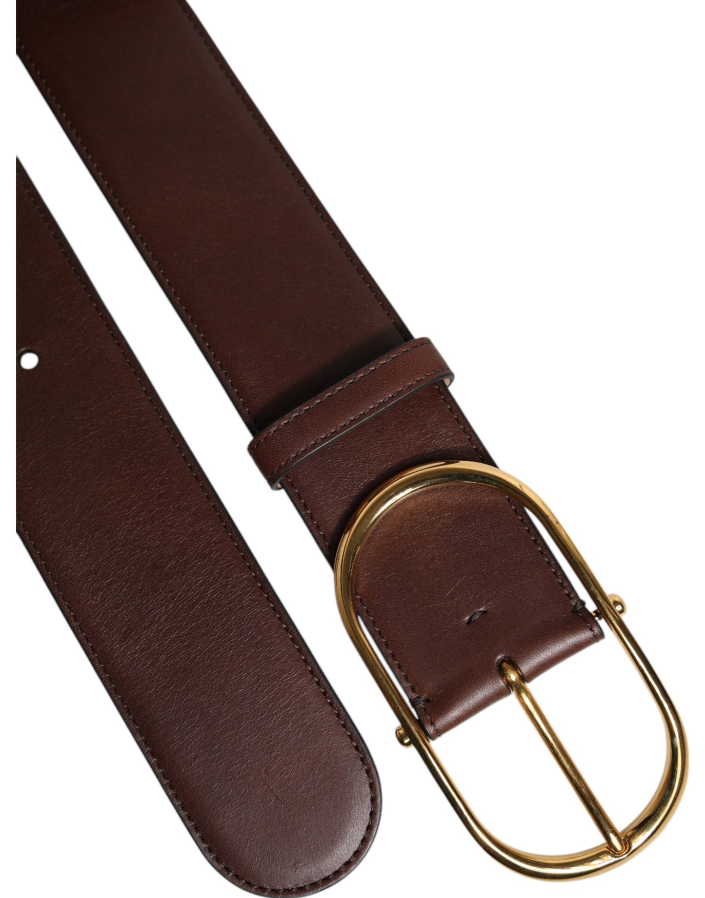 Brown Leather Waist Gold Metal Buckle Belt-Dolce & Gabbana-LabelTerrace.com