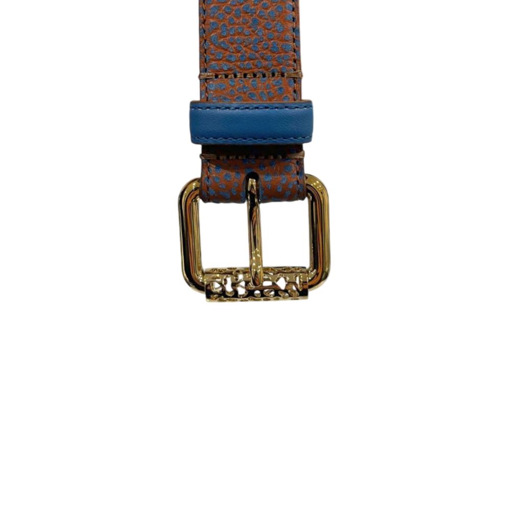 Brown Leather Women Belt with Gold Buckle