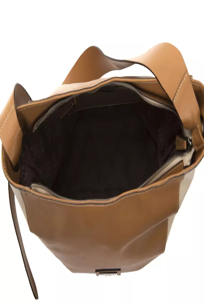 Brown Leather Women Shoulder Bag-Pompei Donatella-LabelTerrace.com