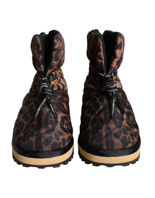 Brown Leopard Ankle Boots Padded Shoes-Dolce & Gabbana-LabelTerrace.com