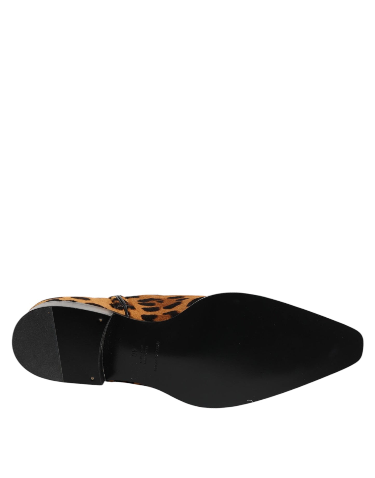 Brown Leopard Calf Fur Ankle Boots Shoes-Dolce & Gabbana-LabelTerrace.com