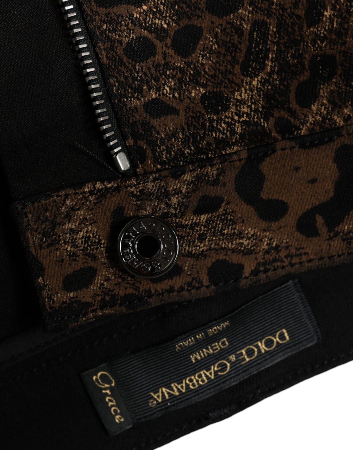 Brown Leopard Cotton Skinny Denim Jeans-Dolce & Gabbana-LabelTerrace.com