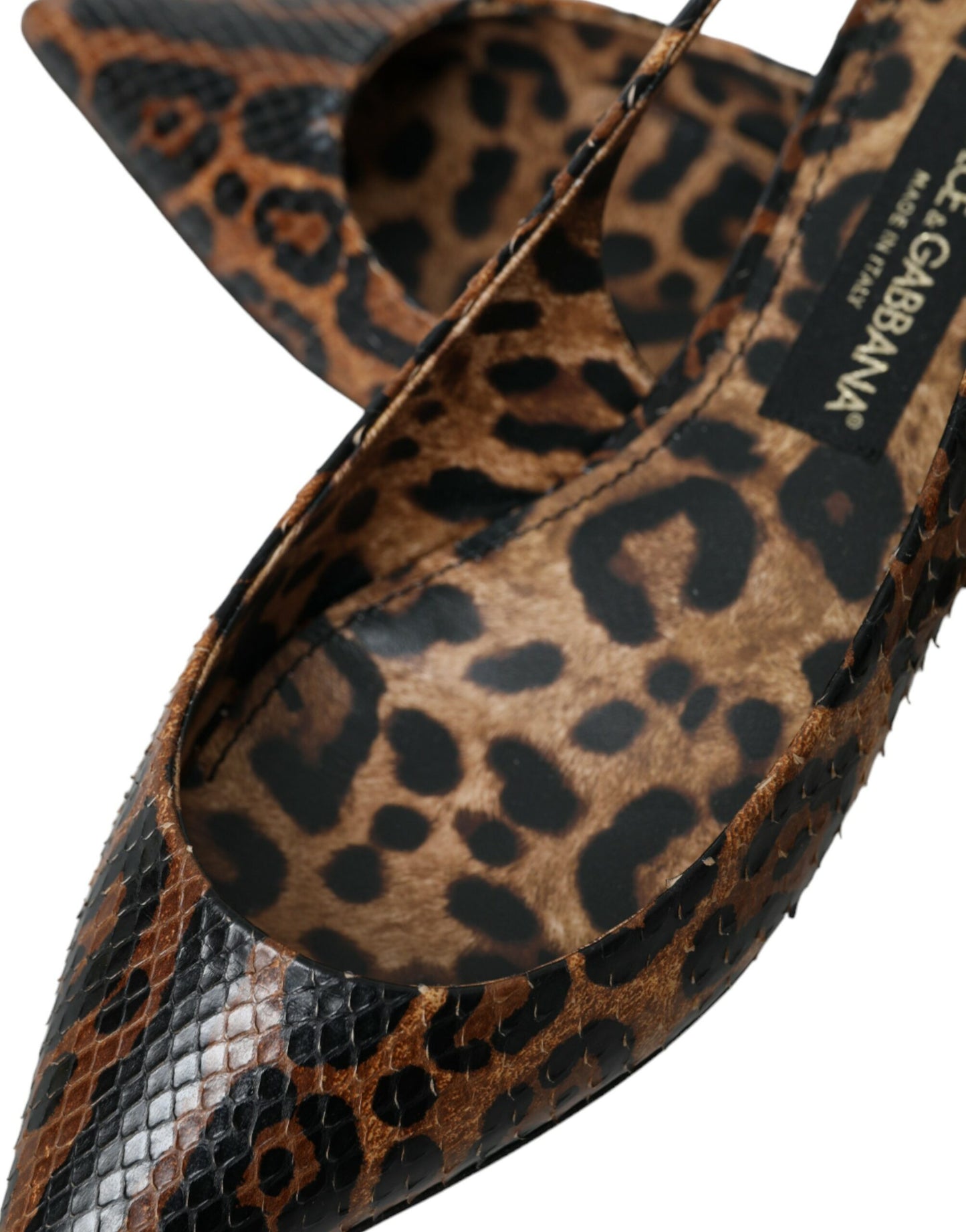 Brown Leopard Exotic Skin Slingback Shoes-Dolce & Gabbana-LabelTerrace.com
