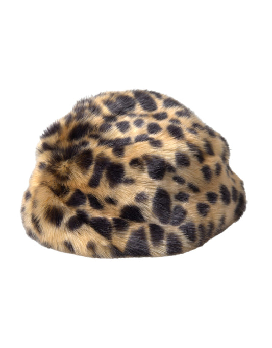 Brown Leopard Fur Women Bucket Hat-Dolce & Gabbana-LabelTerrace.com