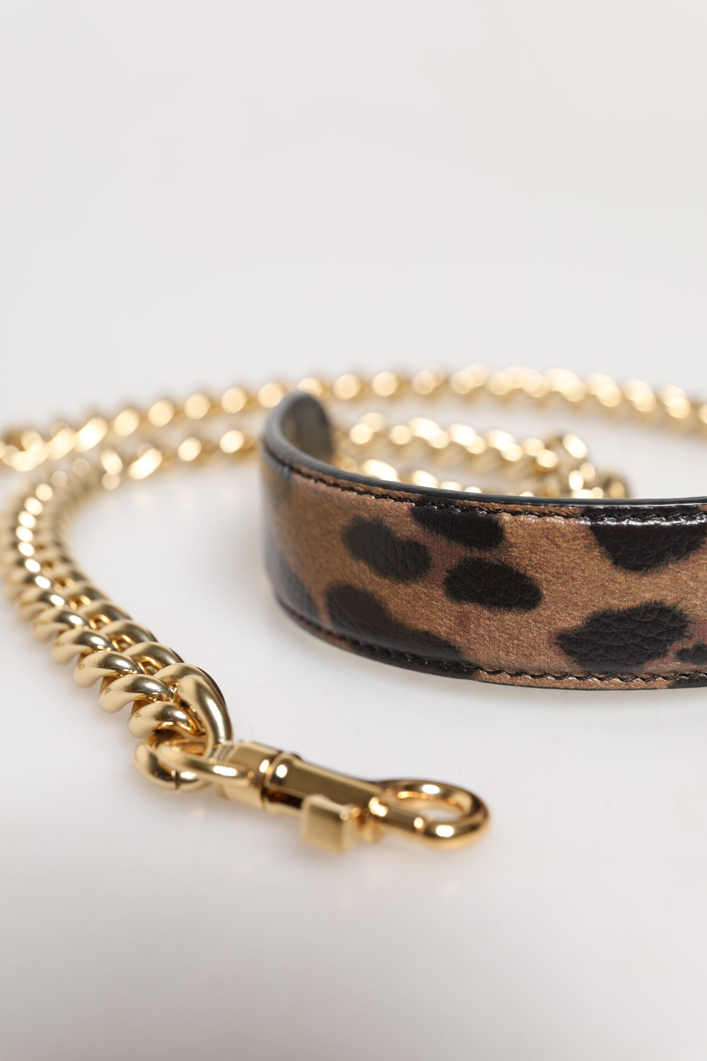 Brown Leopard Gold Brass Chain Accessory Shoulder Strap-Dolce & Gabbana-LabelTerrace.com