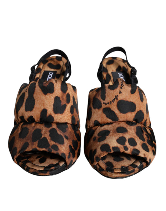 Brown Leopard Keira Slingback Sandals Shoes-Dolce & Gabbana-LabelTerrace.com