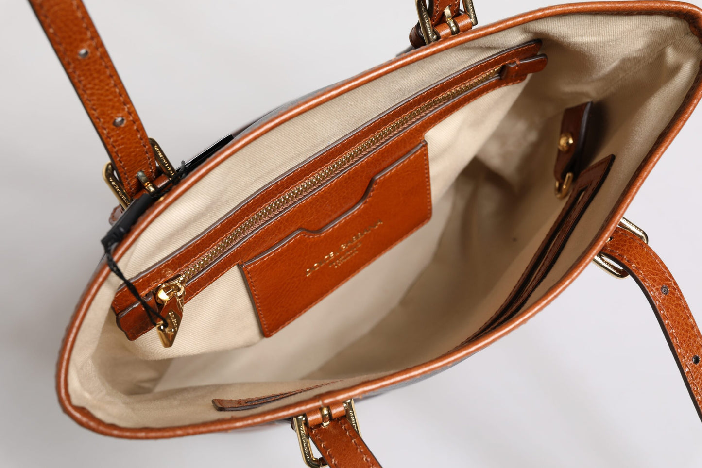 Brown Leopard Leather Shoulder Strap Tote Bag-Dolce & Gabbana-LabelTerrace.com