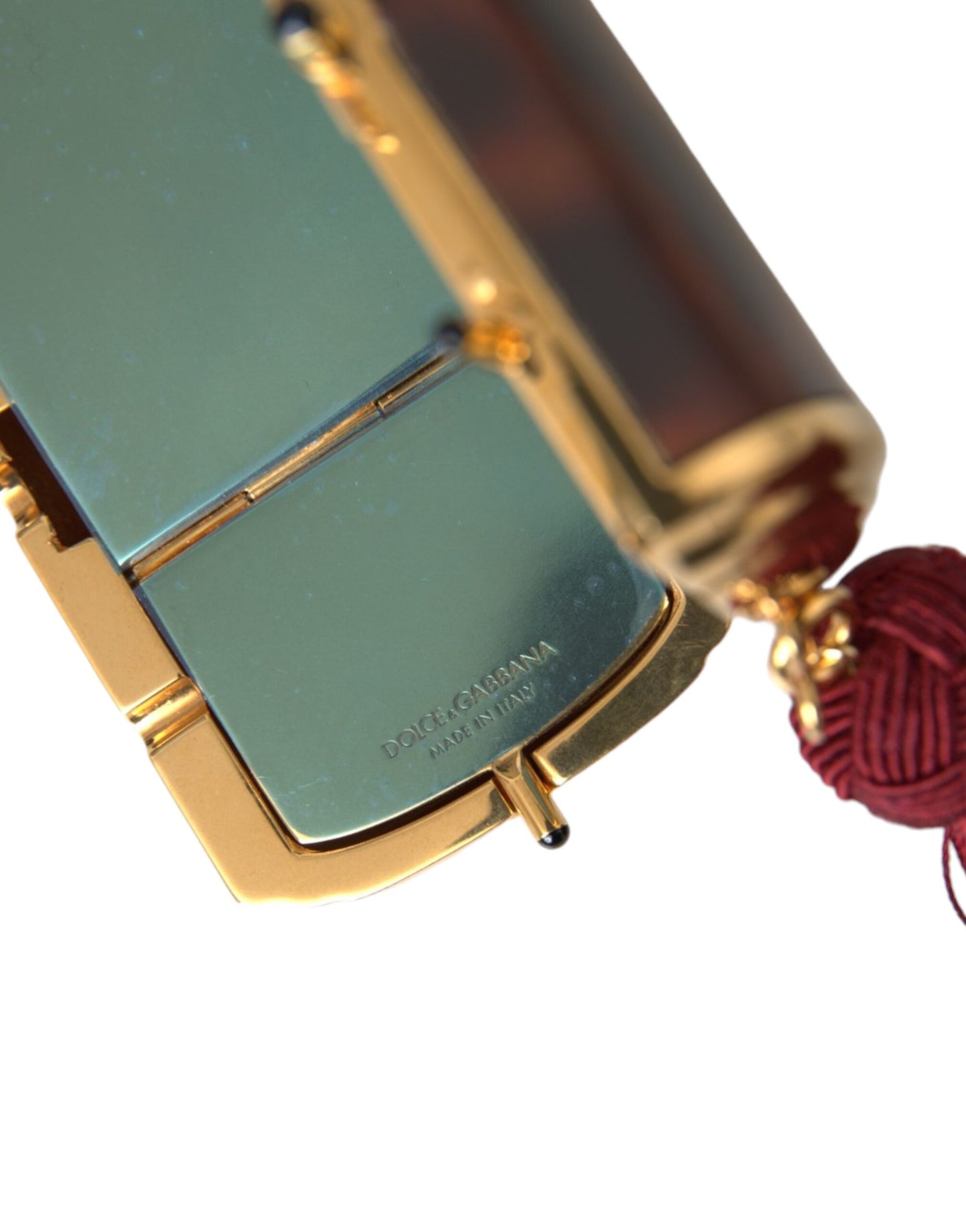 Brown Leopard Mini Mirror Tassel Make Up Holder Bag-Dolce & Gabbana-LabelTerrace.com