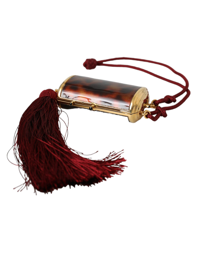 Brown Leopard Mini Mirror Tassel Make Up Holder Bag-Dolce & Gabbana-LabelTerrace.com