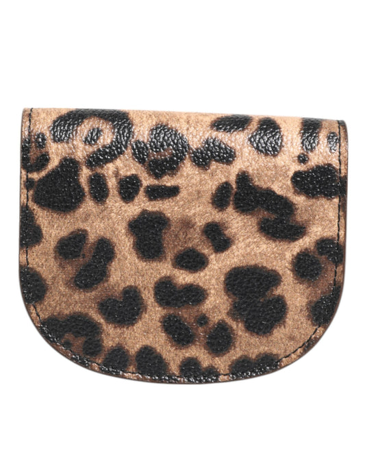 Brown Leopard Print Calf Leather Small Coin Purse Wallet-Dolce & Gabbana-LabelTerrace.com