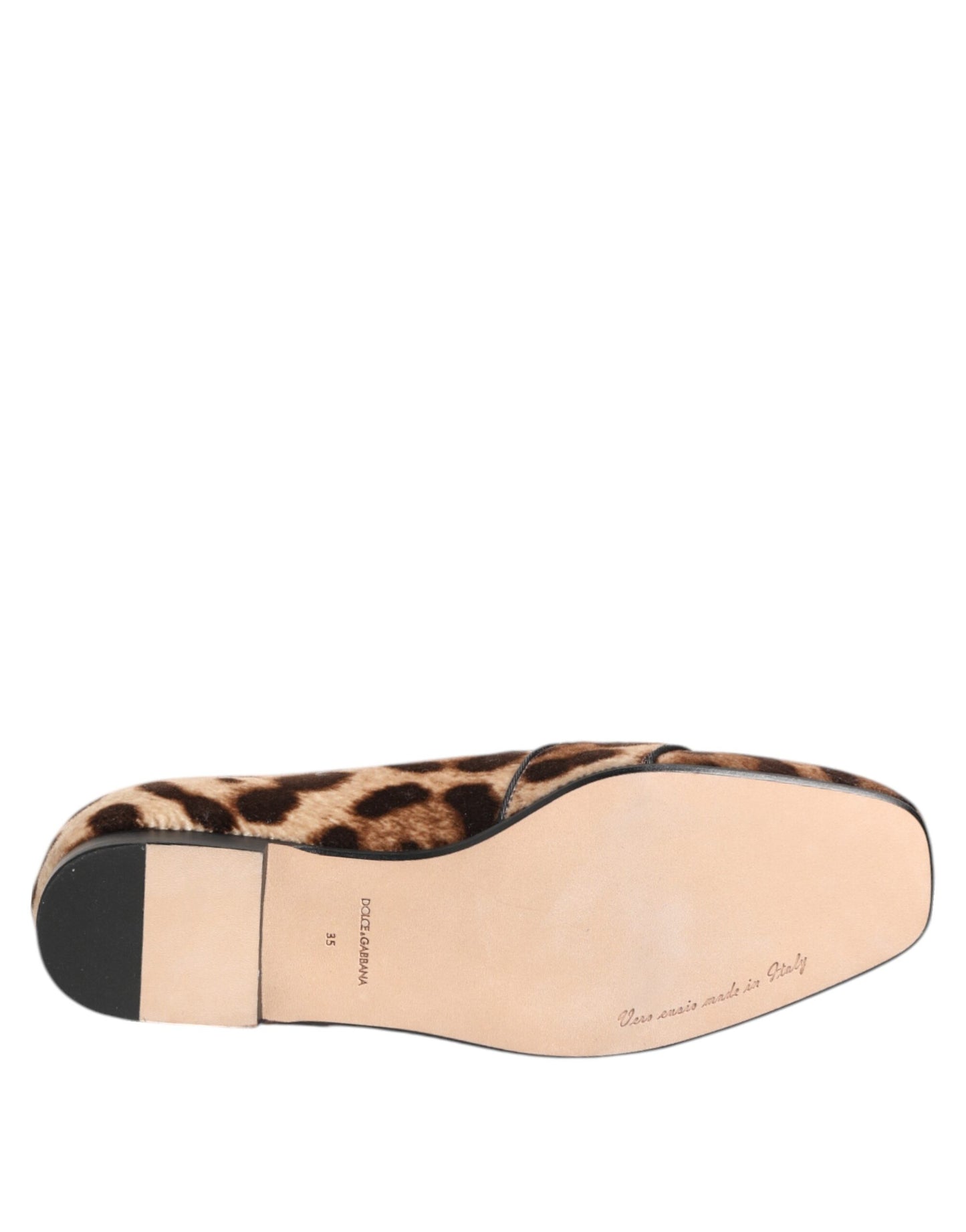 Brown Leopard Print Crystals Loafers Flats Shoes-Dolce & Gabbana-LabelTerrace.com