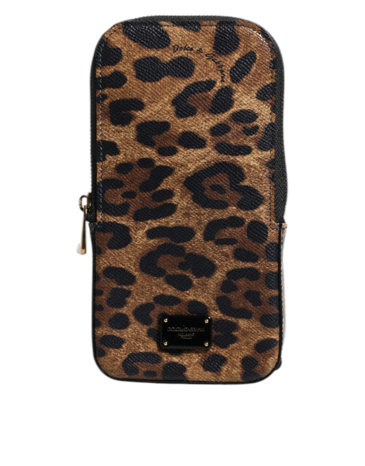 Brown Leopard Print Dauphine Leather Zip Around Wallet-Dolce & Gabbana-LabelTerrace.com