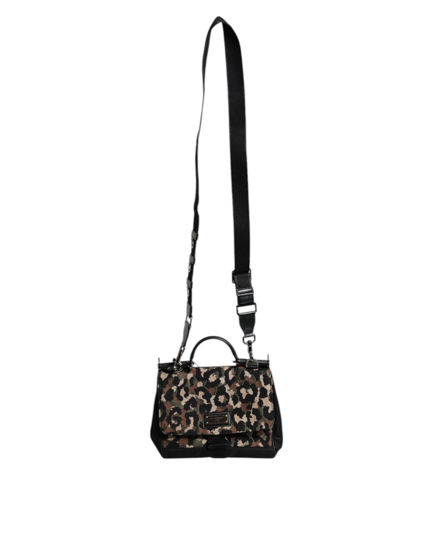 Brown Leopard Print Lacquard Nylon Sicily Tote Bag-Dolce & Gabbana-LabelTerrace.com