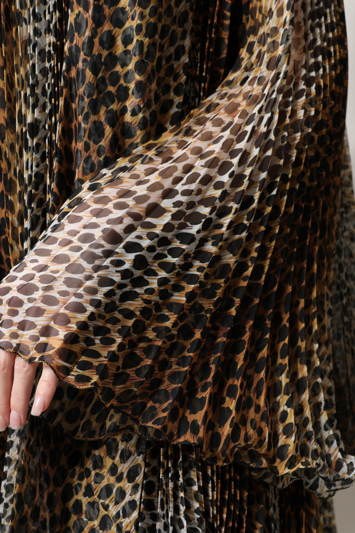Brown Leopard Print Scarf Collared Chiffon Dress-Dolce & Gabbana-LabelTerrace.com