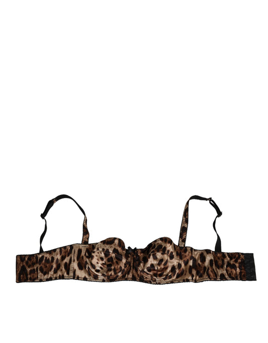 Brown Leopard Silk Balconnet Bra Underwear