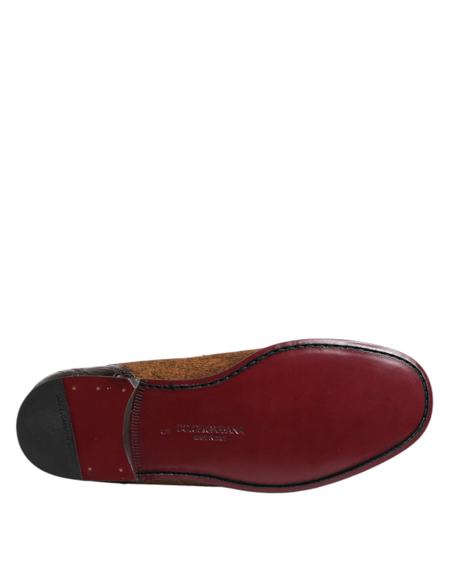 Brown Loafers Leather Slip On Men Dress Shoes-Dolce & Gabbana-LabelTerrace.com