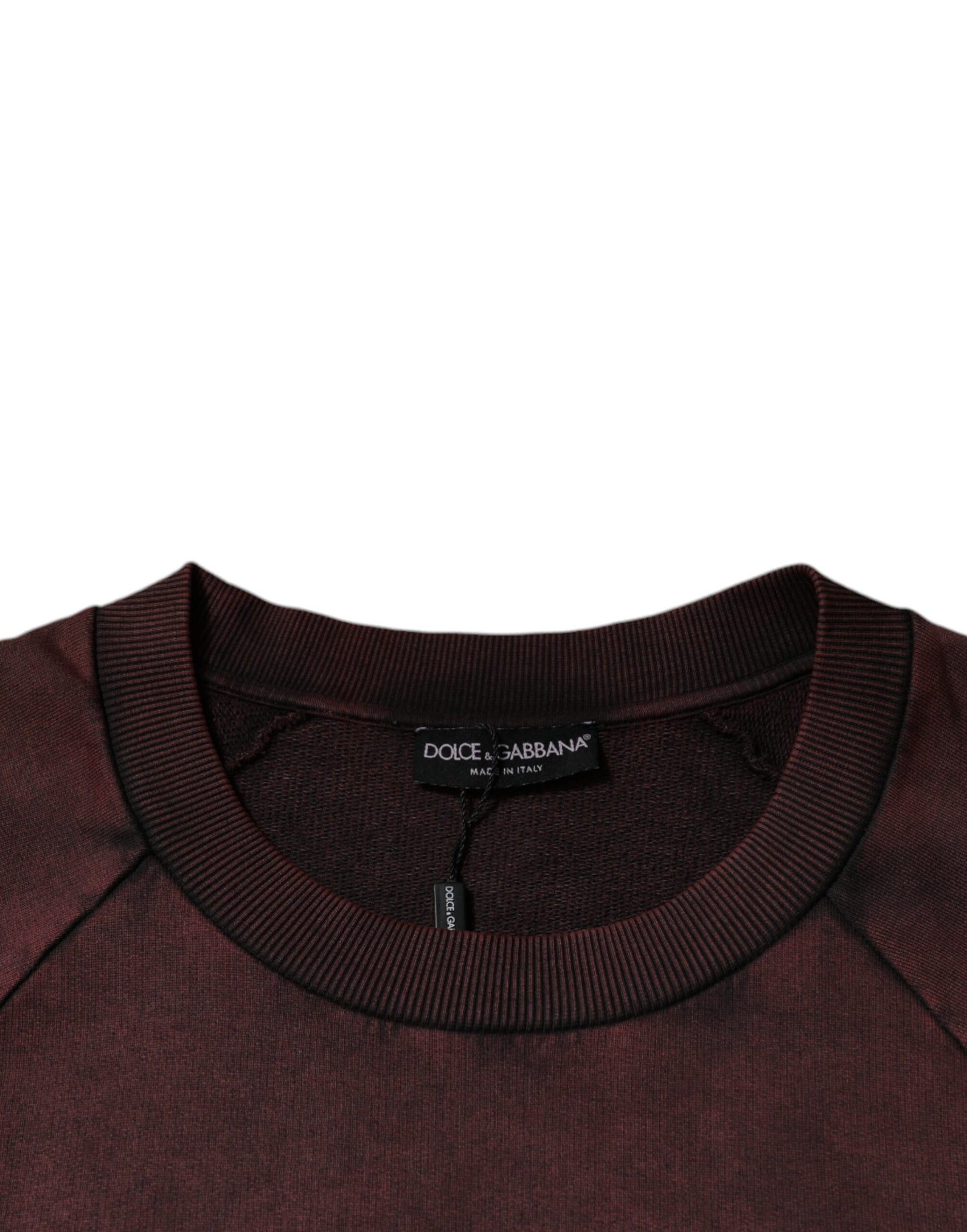 Brown Logo Cotton Crew Neck Pullover Sweater-Dolce & Gabbana-LabelTerrace.com