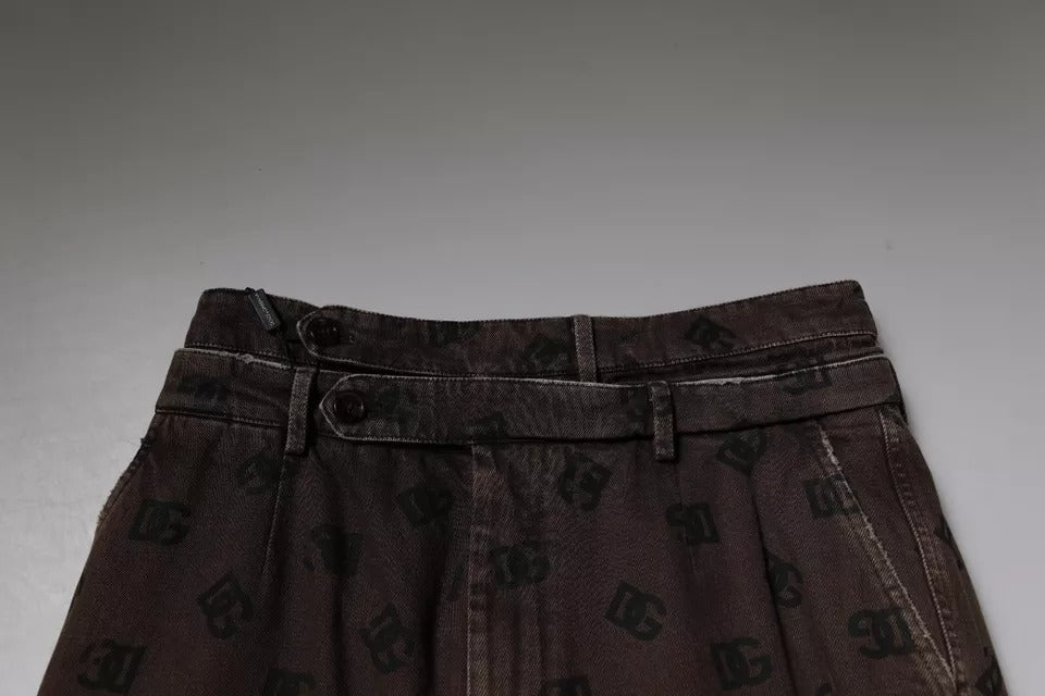 Brown Logo Cotton Straight Denim Jeans-Dolce & Gabbana-LabelTerrace.com