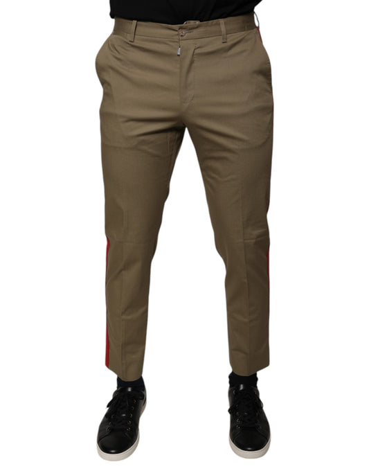 Brown Logo Men Casual Tapered Pants-Dolce & Gabbana-LabelTerrace.com