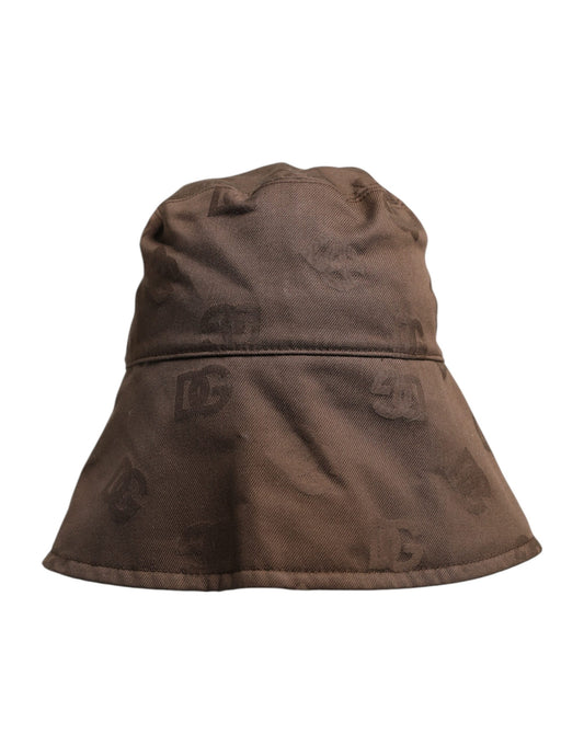 Brown Logo Monogram Cotton Bucket Cap-Dolce & Gabbana-LabelTerrace.com