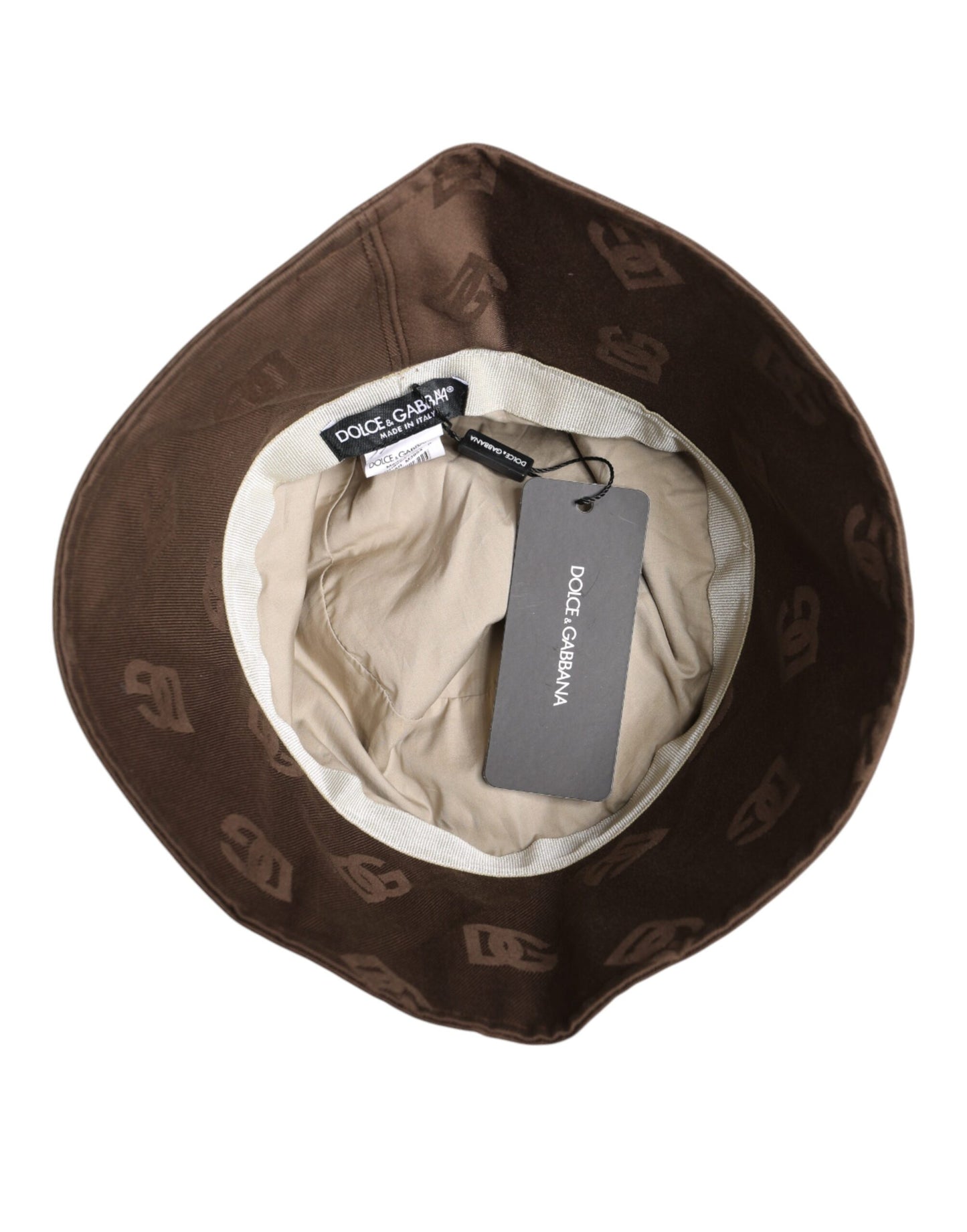 Brown Logo Monogram Cotton Bucket Cap-Dolce & Gabbana-LabelTerrace.com