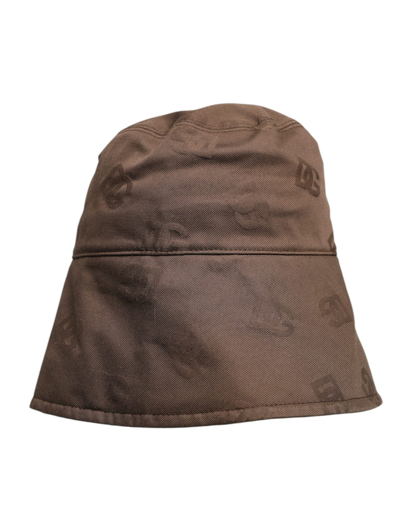 Brown Logo Monogram Cotton Bucket Cap-Dolce & Gabbana-LabelTerrace.com