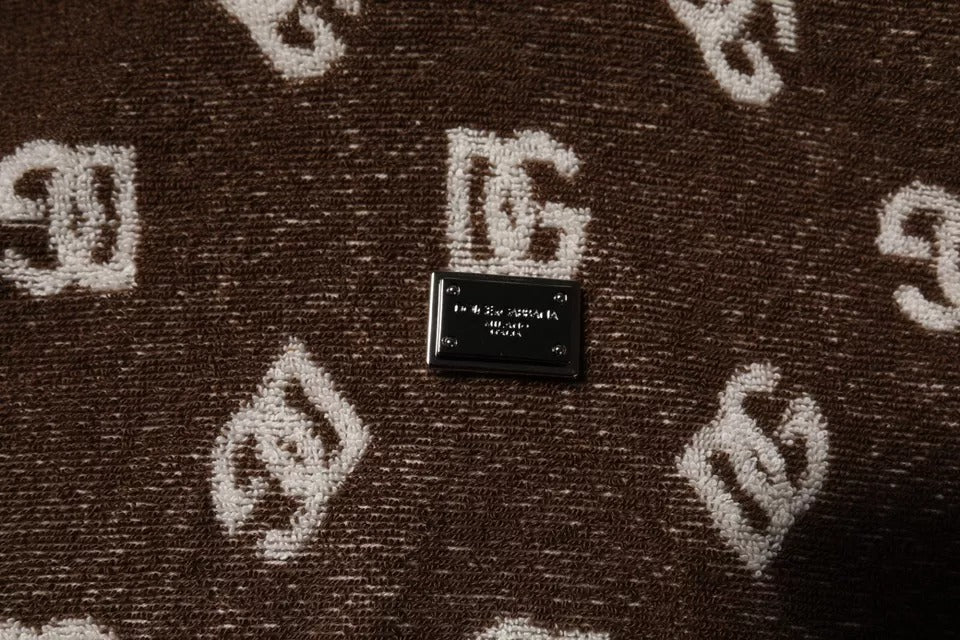 Brown Logo Monogram Cotton Crew Neck T-shirt-Dolce & Gabbana-LabelTerrace.com