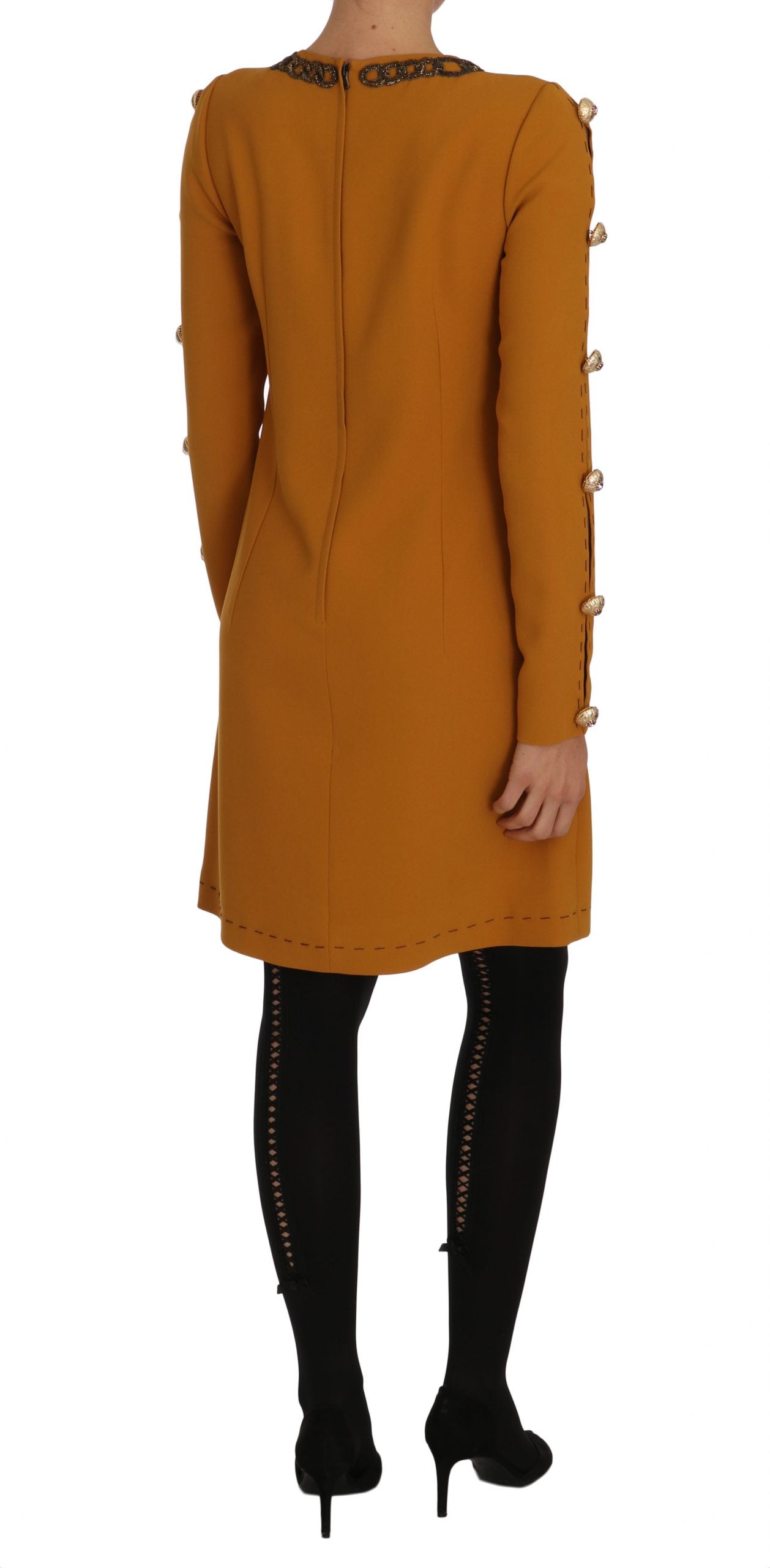 Brown Mini Crystal Embellished Dress-Dolce & Gabbana-LabelTerrace.com