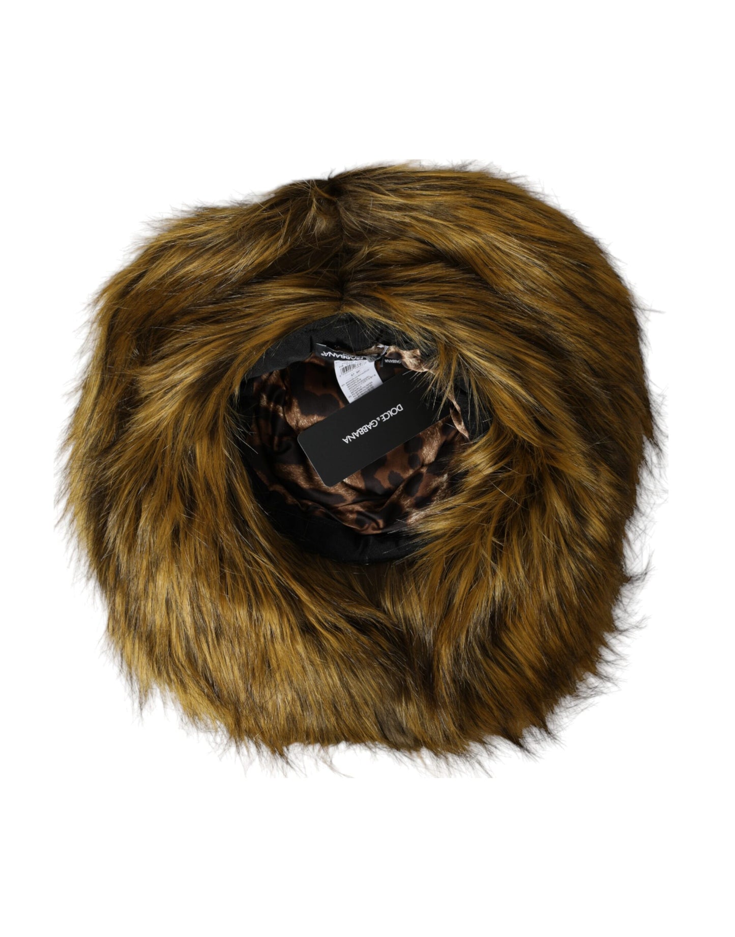 Brown Modacrylic Faux Fur Bucket Hat-Dolce & Gabbana-LabelTerrace.com