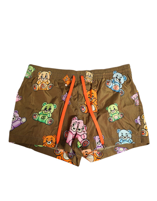 Brown Multicolor Teddy Bear Men Shorts Swimwear-Dolce & Gabbana-LabelTerrace.com