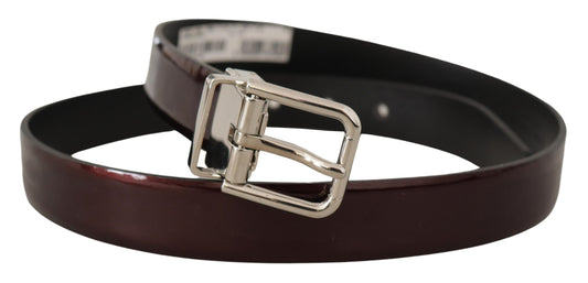 Brown Patent Leather Silver Metal Buckle Belt-Dolce & Gabbana-LabelTerrace.com