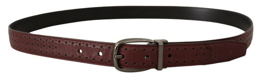 Brown Perforated Leather Metal Buckle Belt-Dolce & Gabbana-LabelTerrace.com