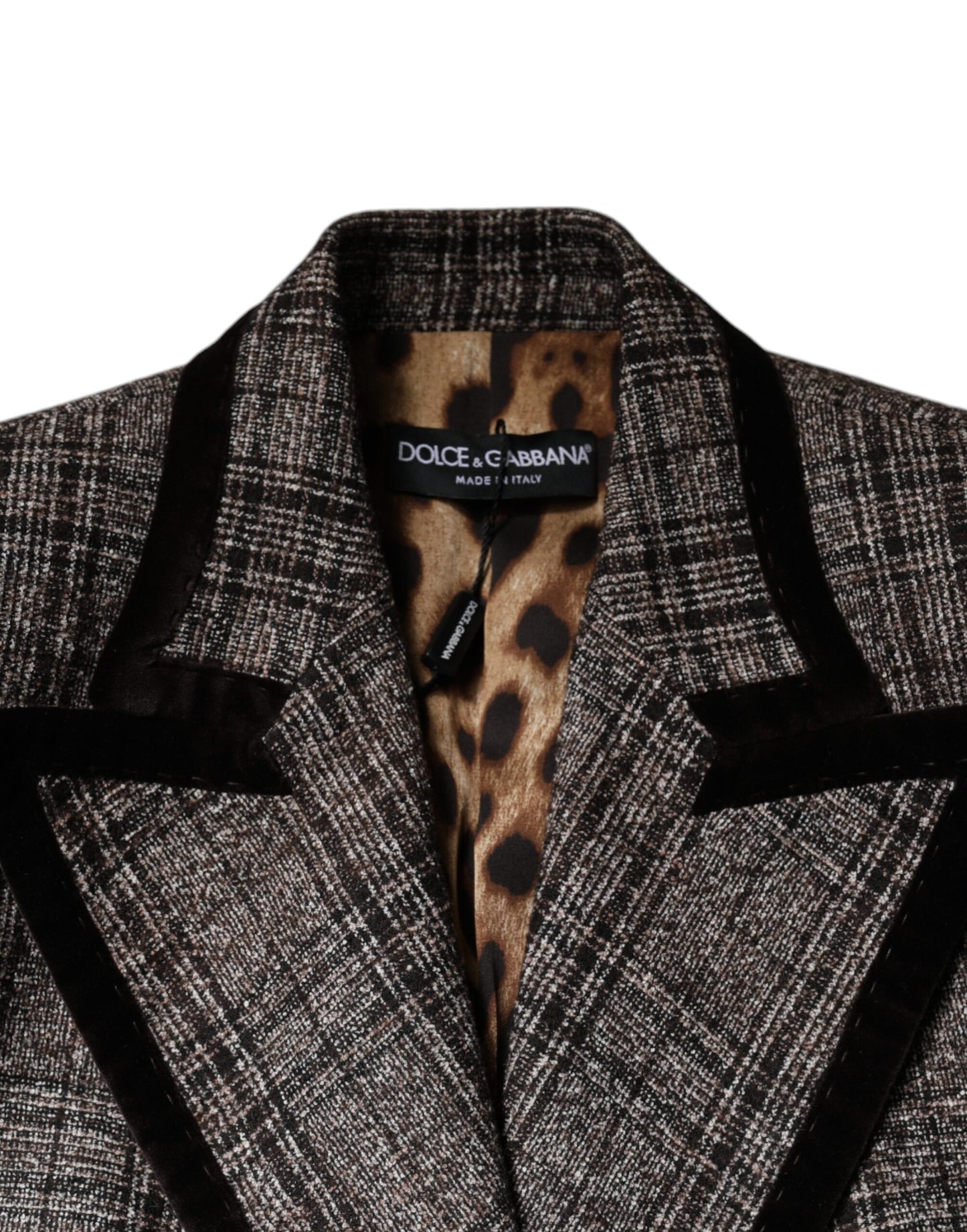 Brown Plaid Long Sleeve Cropped Coat Jacket-Dolce & Gabbana-LabelTerrace.com