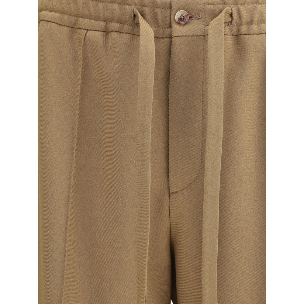 Brown Polyester Casual Pants