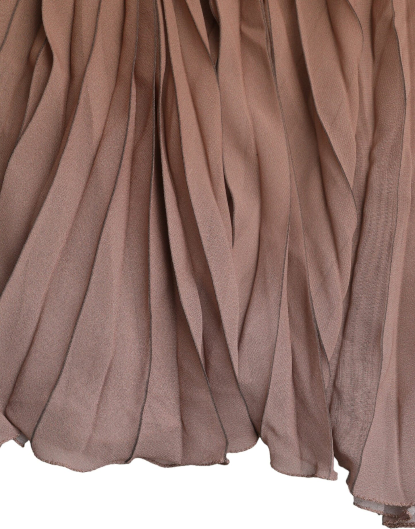 Brown Polyester Pleated High Waist Midi Skirt-Dolce & Gabbana-LabelTerrace.com