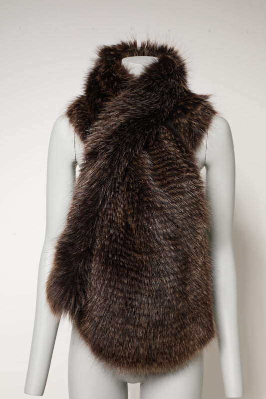 Brown Raccoon Fur Neck Warmer Winter Scarf-Dolce & Gabbana-LabelTerrace.com