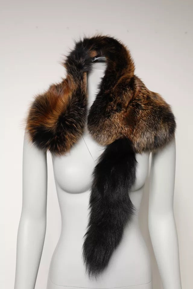 Brown Red Fox Fur Neck Warmer Winter Scarf-Dolce & Gabbana-LabelTerrace.com