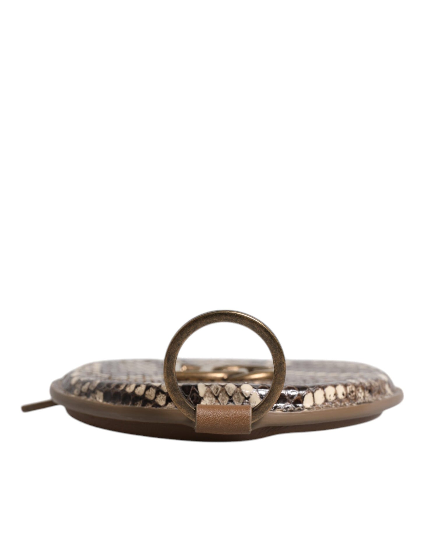 Brown Round Leather DG Logo Coin Purse Lanyard Wallet-Dolce & Gabbana-LabelTerrace.com