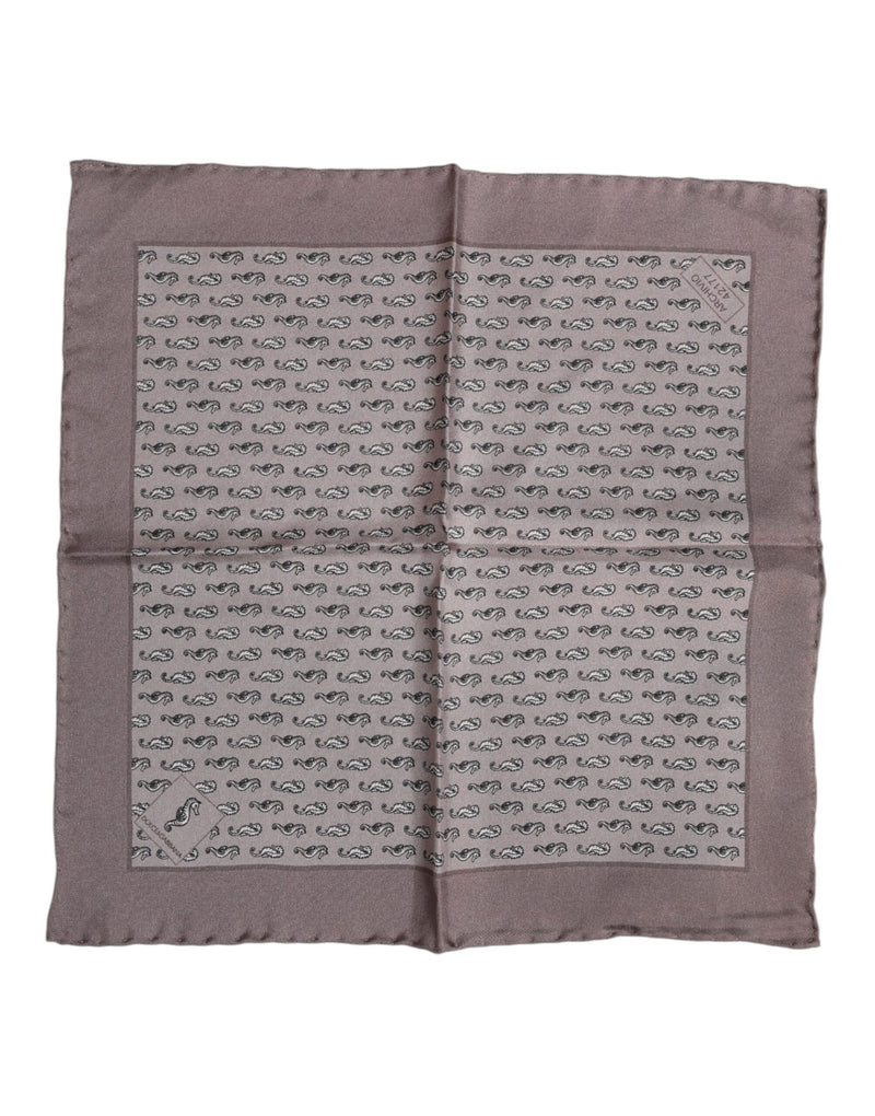 Brown Sea Horse Silk Square Foulard Scarf-Dolce & Gabbana-LabelTerrace.com