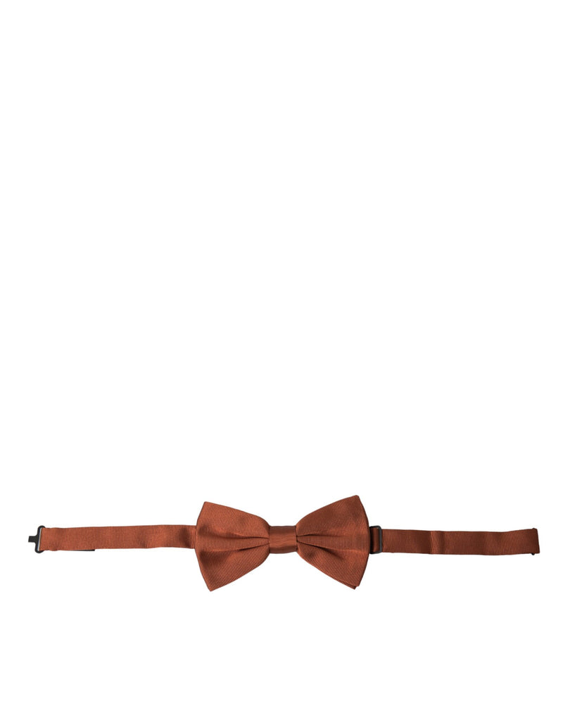 Brown Silk Adjustable Neck Men Bow Tie-Dolce & Gabbana-LabelTerrace.com