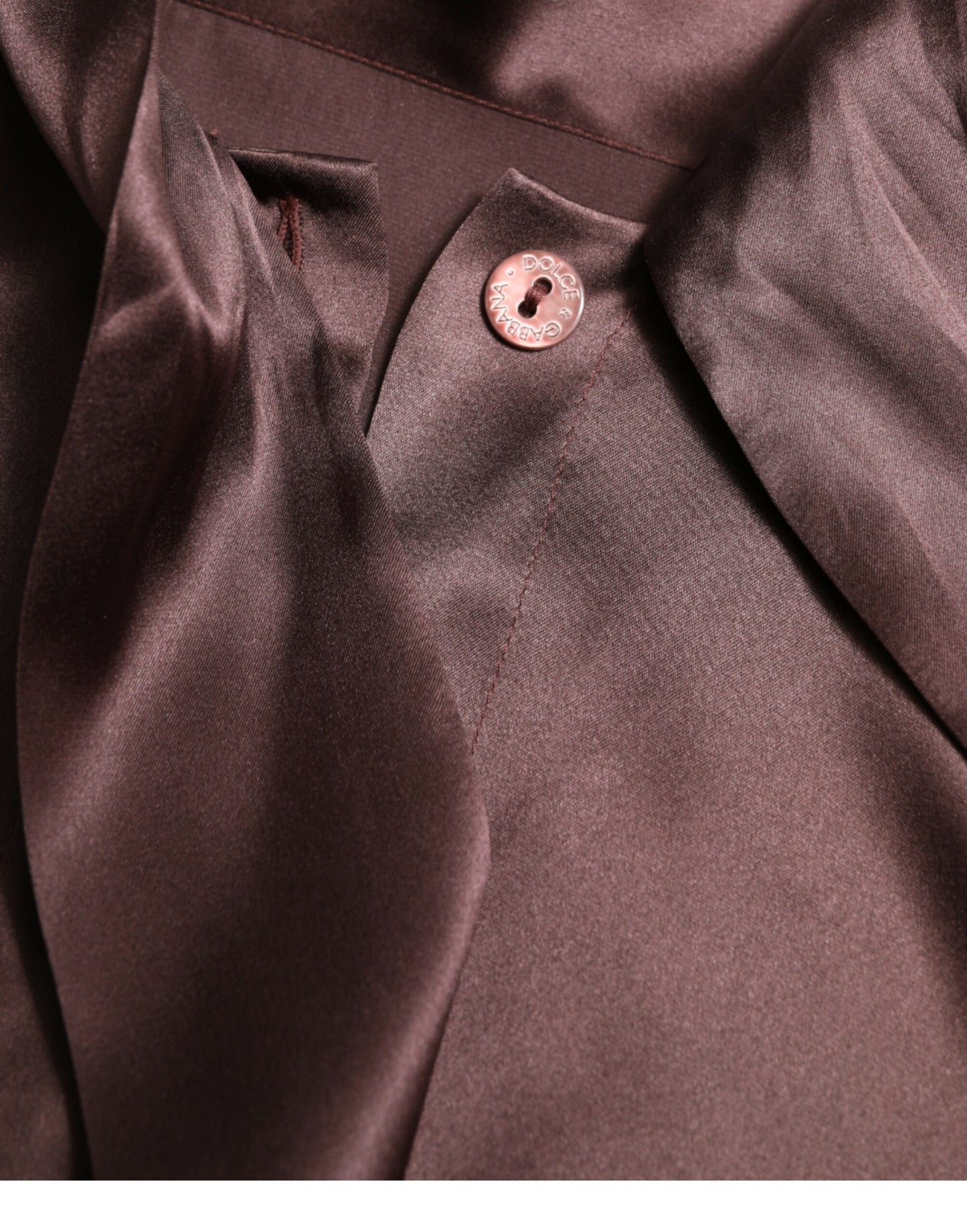 Brown Silk Ascot Collar Long Sleeve Blouse Top-Dolce & Gabbana-LabelTerrace.com