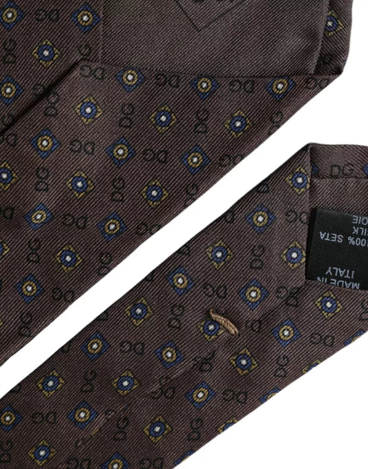 Brown Silk Branded Logo Adjustable Men Tie-Dolce & Gabbana-LabelTerrace.com
