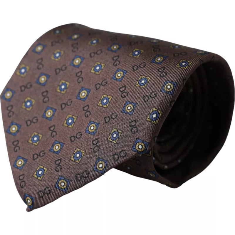Brown Silk Branded Logo Adjustable Men Tie-Dolce & Gabbana-LabelTerrace.com