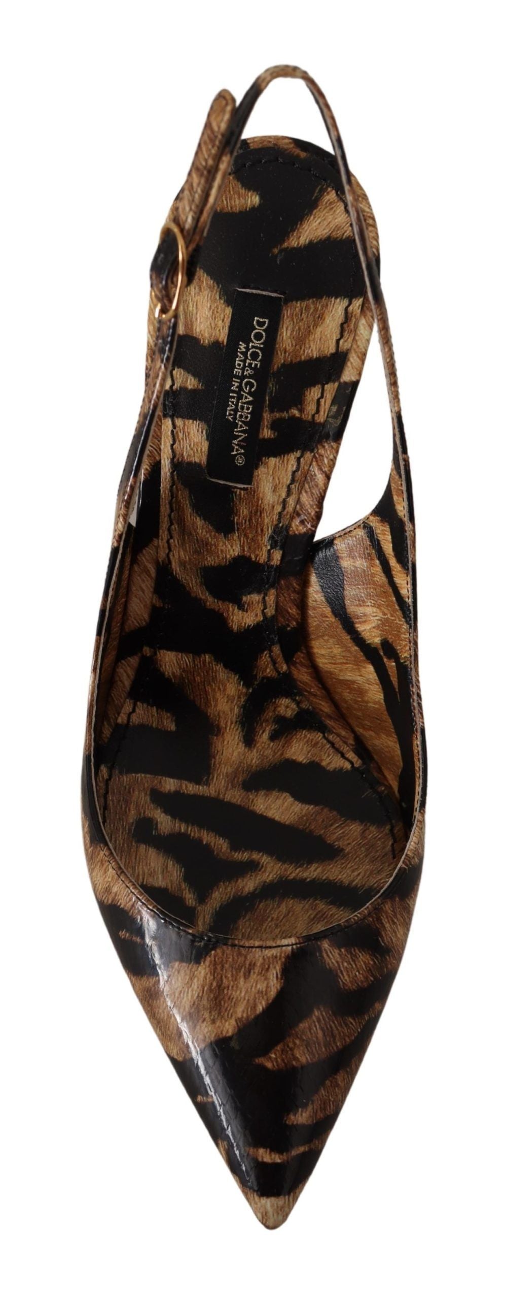 Brown Slingbacks Leather Tiger Shoes-Dolce & Gabbana-LabelTerrace.com