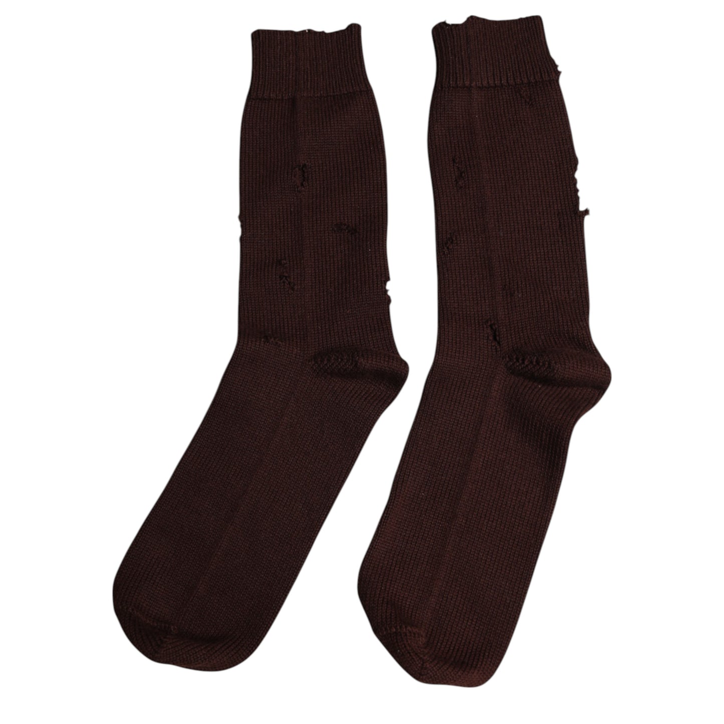 Brown Solid Cotton Stretch Mid Calf Socks-Dolce & Gabbana-LabelTerrace.com