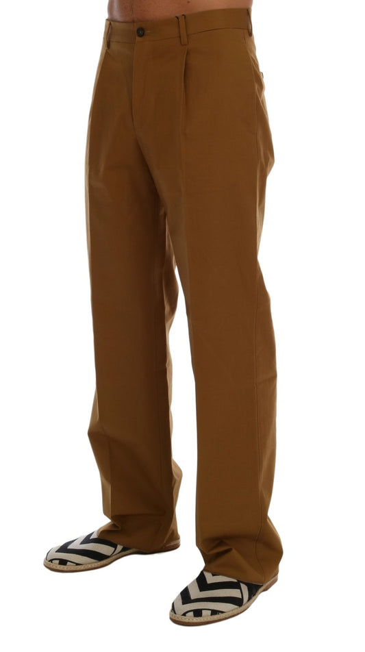 Brown Stretch Cotton Pants-Dolce & Gabbana-LabelTerrace.com
